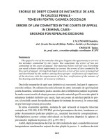 Erorile de drept comise de instanțele de apel în cauzele penale - temeiuri pentru casarea deciziilor